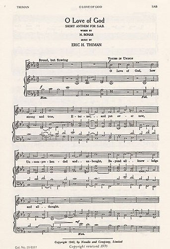 Eric Thiman, O Love Of God&nbsp;&nbsp;SAB Organ Accompaniment&nbsp;&nbsp;Chorpartitur