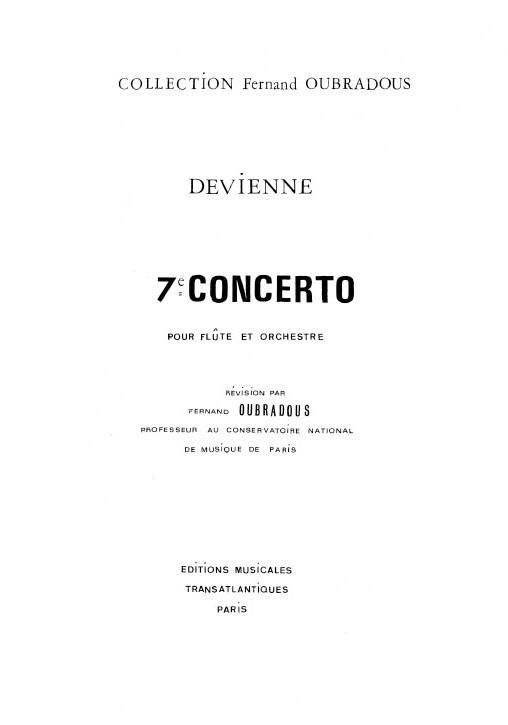 François Devienne: 7Ème Concerto&nbsp;&nbsp;Flute, Orchestra&nbsp;&nbsp;Printed to Order