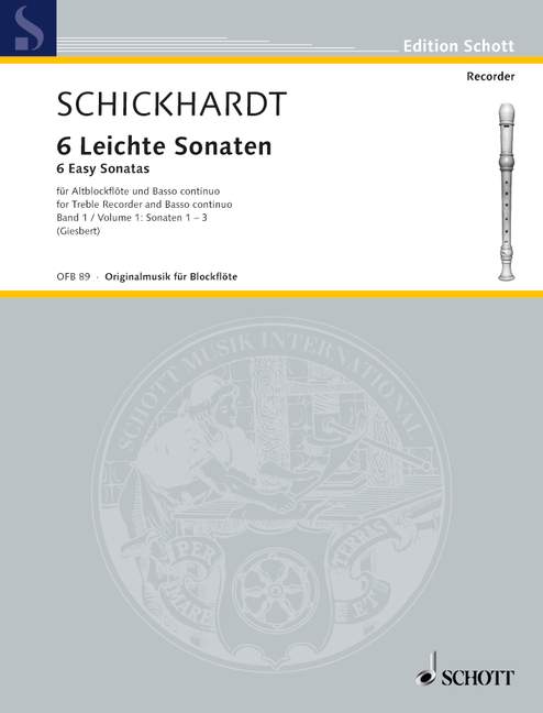 6 leichte Sonaten Band 1 (Nr.1-3)  für Altblockflöte und Bc  