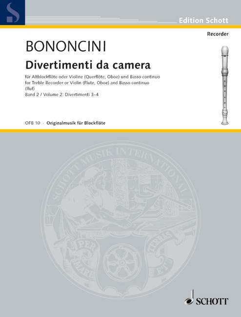 Divertimenti da camera Band 2 (Nr.3-4)  für Altblockflöte (Violine/Flöte/Oboe) und Bc  Stimmen