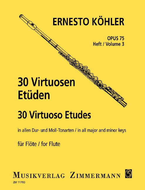 30 Vituosen-Etüden in allen Dur- und Molltonarten  op.75 Band 3  für Flöte  