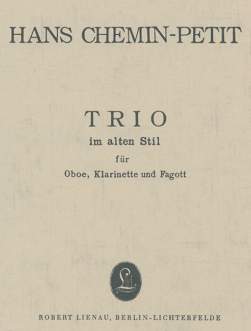 Trio im alten Stil  für Oboe, Klarinette und Fagott  Studienpartitur