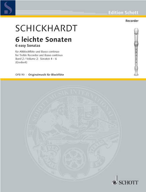 6 leichte Sonaten Band 2 (Nr.4-6)  für Altblockflöte und Bc  
