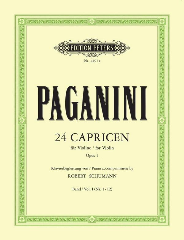 24 Capricen op.1 für Violine solo Band 1  für Violine und Klavier  Klavierbegleitstimme von Schumann