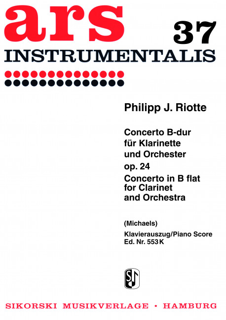 Konzert B-Dur für Klarinette und  Orchester für Klarinette und Klavier  