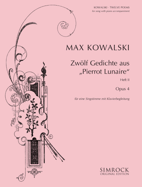 12 Gedichte aus Pierrot lunaire op.4 Band 2  für Singstimme und Klavier  