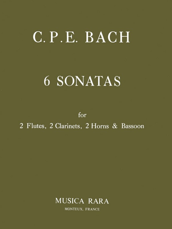 6 Sonaten WQ184  für 2 Flöten, 2 Klarinetten, 2 Hörner und Fagott  Partitur und Stimmen