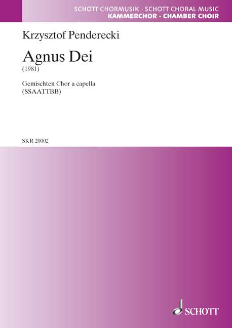 Agnus Dei  für gemischten Chor (SSAATTBB) a cappella  Chorpartitur