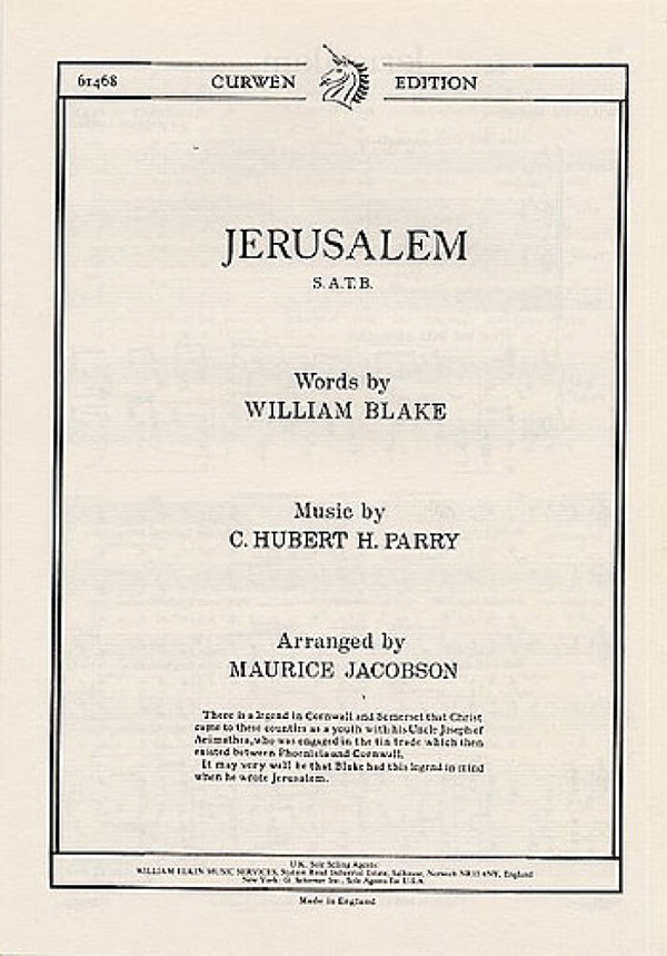 Jerusalem  for mixed chorus and piano  score