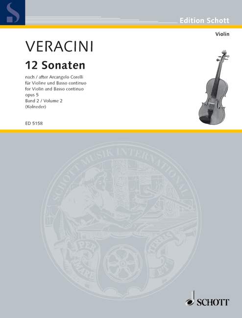 12 Sonaten nach Corellis op. 5 Band 2  für Violine und Basso continuo (Klavier, Cembalo), Violoncello ad libi  
