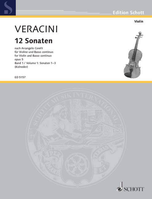 12 Sonaten nach Corellis op. 5 Band 1  für Violine und Basso continuo (Klavier, Cembalo), Violoncello ad libi  