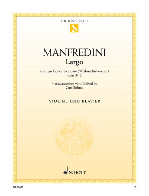 Concerto Grosso op.3,12 largo  für Violine und Klavier  