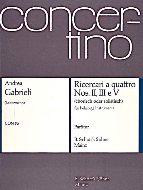 Ricercari a quattro  für verschiedene Instrumente (3 Violen und Basso continuo, Violine, 2   Partitur