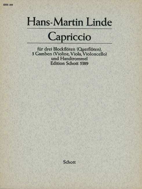 Capriccio  für 3 Blockflöten (SAT) oder 3 Flöten und 3 Gamben oder Violine, Viola  Partitur und Stimmen