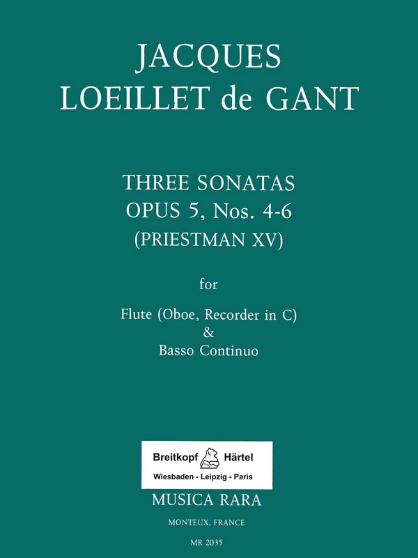6 sonatas op.5 vol.2 (nos.4-6)  for flute and bc  score and 2 parts