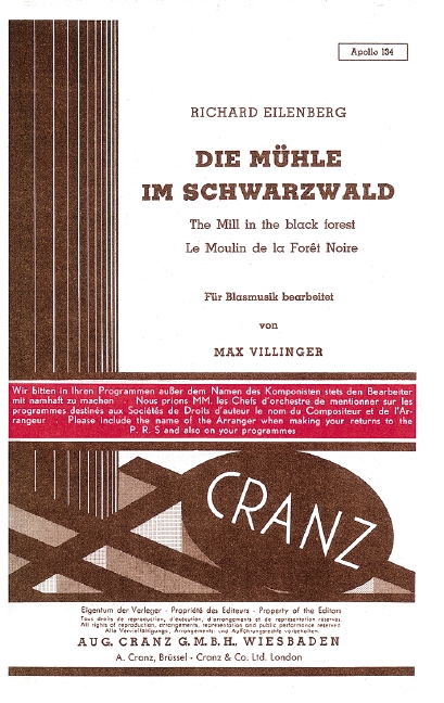Die Mühle im Schwarzwald: für  für Blasorchester  Partitur und Stimmen