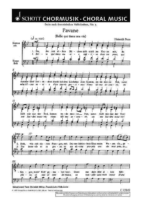 Belle qui tiens ma vie  für gm Chor a cappella  Partitur (fr)
