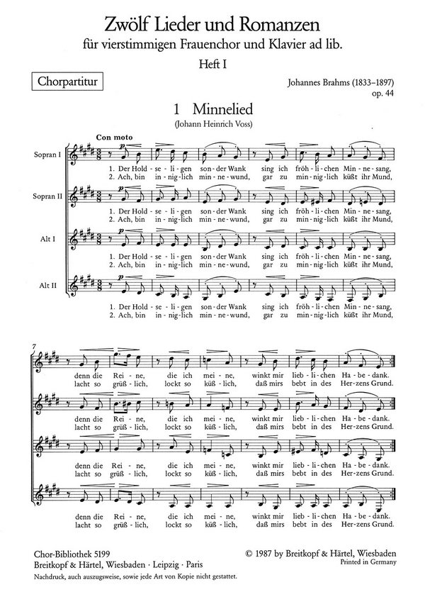 12 Lieder und Romanzen op.44 Band 1  für Frauenchor  Partitur (dt)