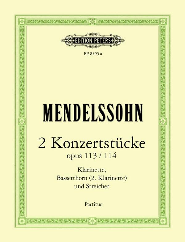 2 Konzertstücke op.113 und op.114  für Klarinette, Bassetthorn (Klarinette) und Streicher  Studienpartitur
