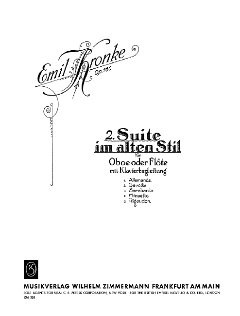 Suite im alten Stil op.160  für Oboe oder Flöte und Klavier  