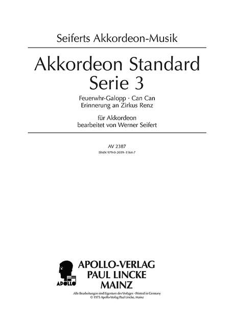 Akkordeon Standard Serie Band 3  für Akkordeon  
