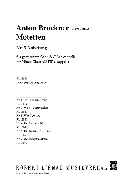 Anbetung (Ave Maria) - (Motetten Nr.5)  für gem Chor a cappella  Partitur (DT)
