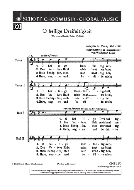 O heilige Dreifaltigkeit  für Männerchor (TTBB)  Chorpartitur