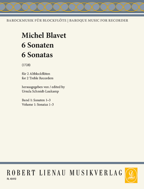 6 Sonaten Band 1 (Nr.1-3)  für 2 Altblockflöten  Spielpartitur