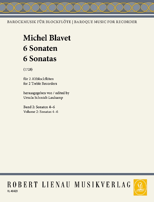 6 Sonaten Band 2 (Nr.4-6)  für 2 Altblockflöten  Spielpartitur