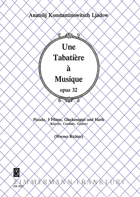 Une tabatiere à musique op.32  für Piccolo, 5 Flöten, Glockenspiel  und Harfe,   Partitur