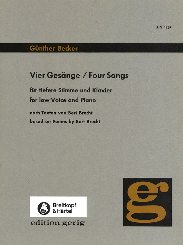 4 Gesänge nach Bert Brecht  für tiefere Stimme und Klavier  