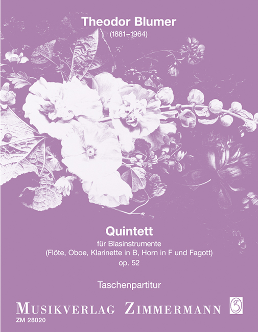 Quintett op.52  für Flöte, Oboe, Klarinette (B), Horn (F), Fagott  Studienpartitur
