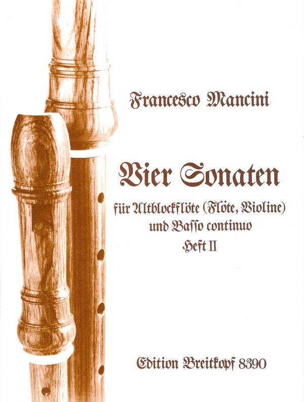 4 Sonaten Band 2  für Altblockflöte (Flöte, Violine) und Bc  