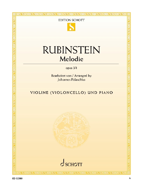 Melodie in F op. 3/1  für Violine (Violoncello) und Klavier  