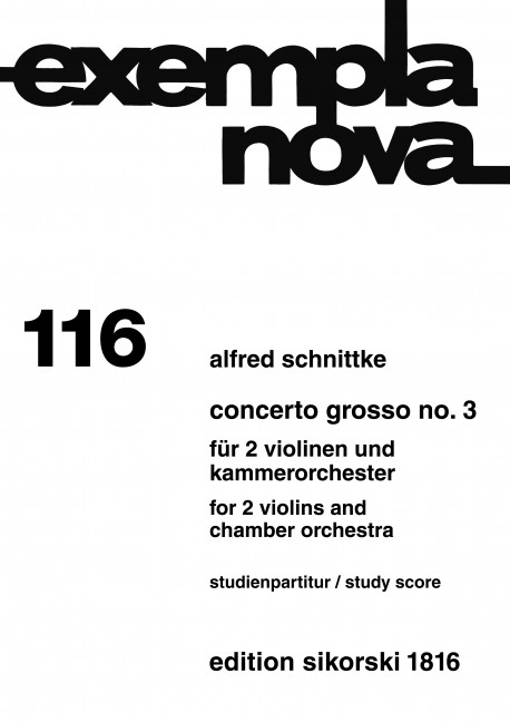 Concerto grosso Nr.3 für  2 Violinen und Kammerorchester  Studienpartitur