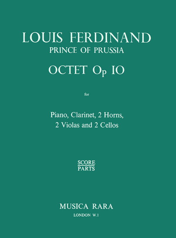 Octet op.10  for piano, clarinet, 2 horns, 2 violas and 2 cellos  score and parts