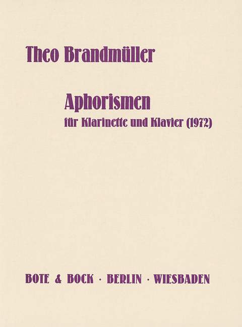 Aphorismen  (1972)  für Klarinette und Klavier  