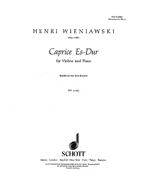 Caprice Es-Dur Nr. 17  für Violine und Klavier  