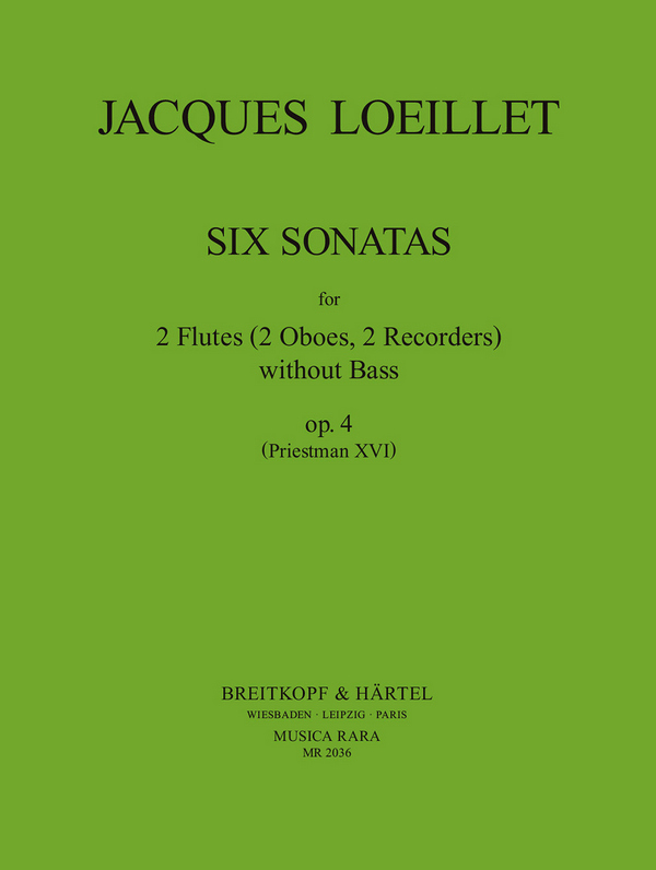 6 Sonatas op.4  für 2 Flöten (Oboen, Blockflöten) ohne Bc  Spielpartitur