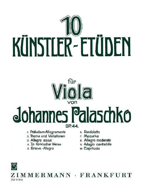 10 Künstleretüden op.44  für Viola  