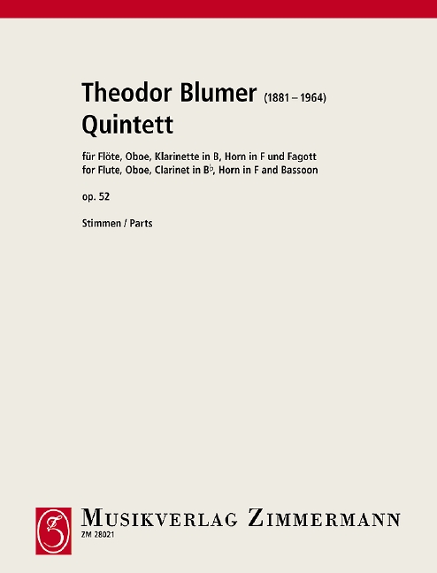 Quintett op.52  für Flöte, Oboe, Klarinette, Horn und Fagott  Stimmen