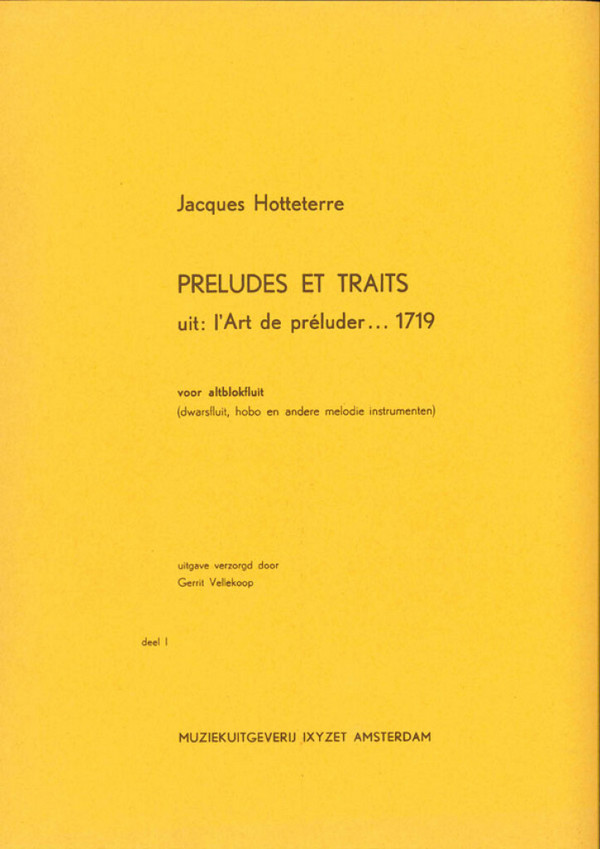 Preludes et Traits vol.1 uit l'Art  de preluder voor altblokfluit  