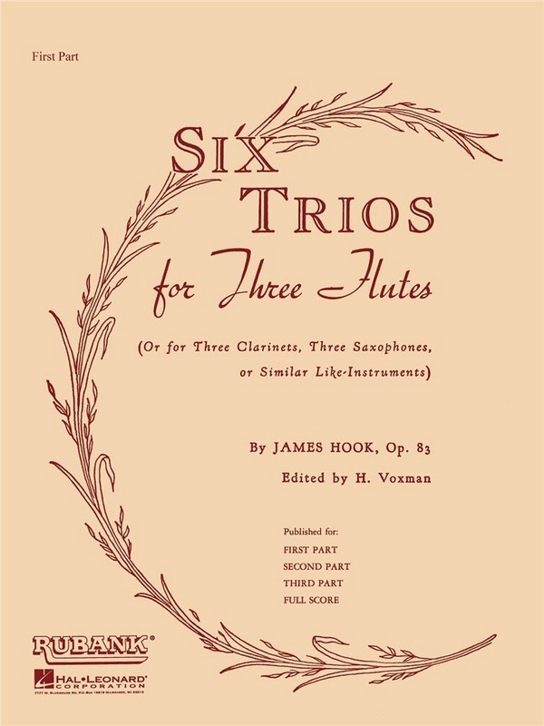 6 Trios op.83 for 3 flutes (or  clarinets, saxophones)  part 1