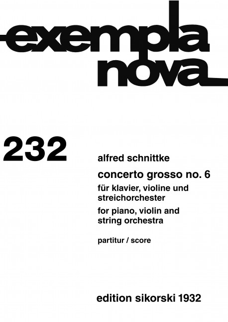 Concerto grosso Nr.6 für Klavier,  Violine und Streichorchester  Studienpartitur