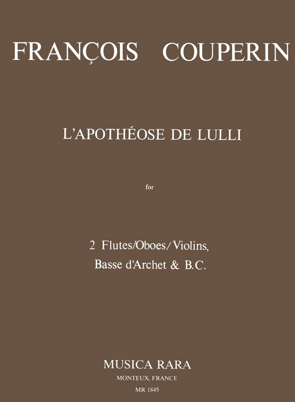 L'Apothéose de Lulli  for 2 flutes (oboes, violins), viola da gamba and bc  Stimmen