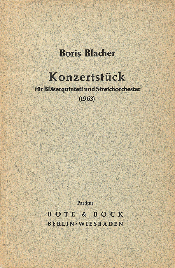 Konzertstück (1963)  für Bläserquintett und Streichorchester  Studienpartitur