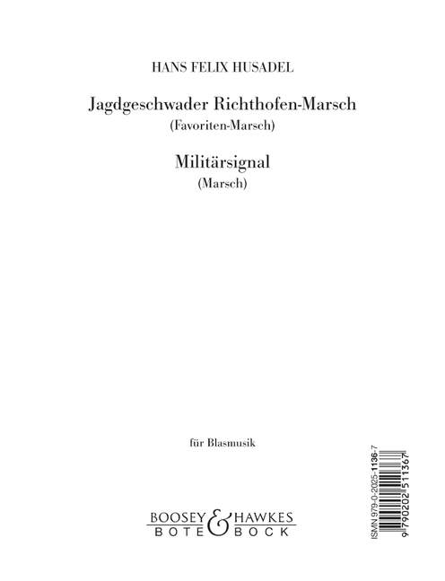 Jagdgeschwader Richthofen-Marsch / Militärsignal  für Blasorchester  