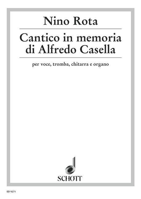 Cantico in memoria di Alfredo Casella  für Sopran oder Tenor, Trompete, Gitarre und Orgel  Spielpartitur