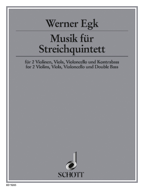 Musik für Streichquintett  für 2 vl, va, vc und kb  Partitur und Stimmen (1924)