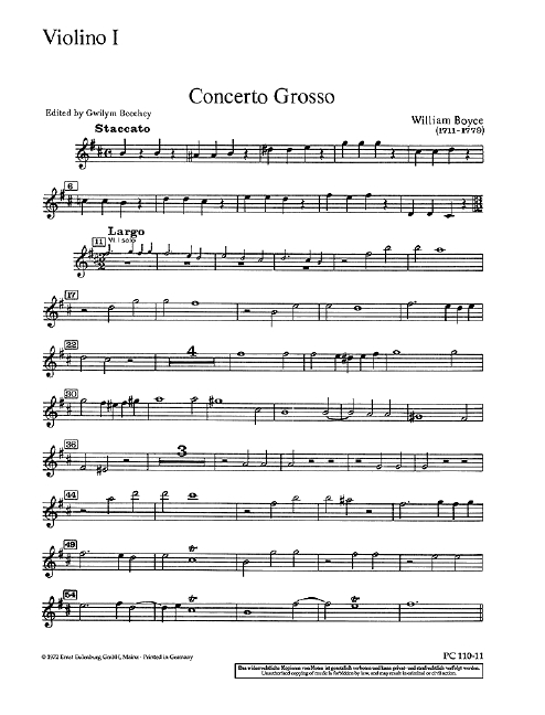 Concerto grosso h-Moll  für 2 Violinen, Cello und Streichorchester  Violine 1